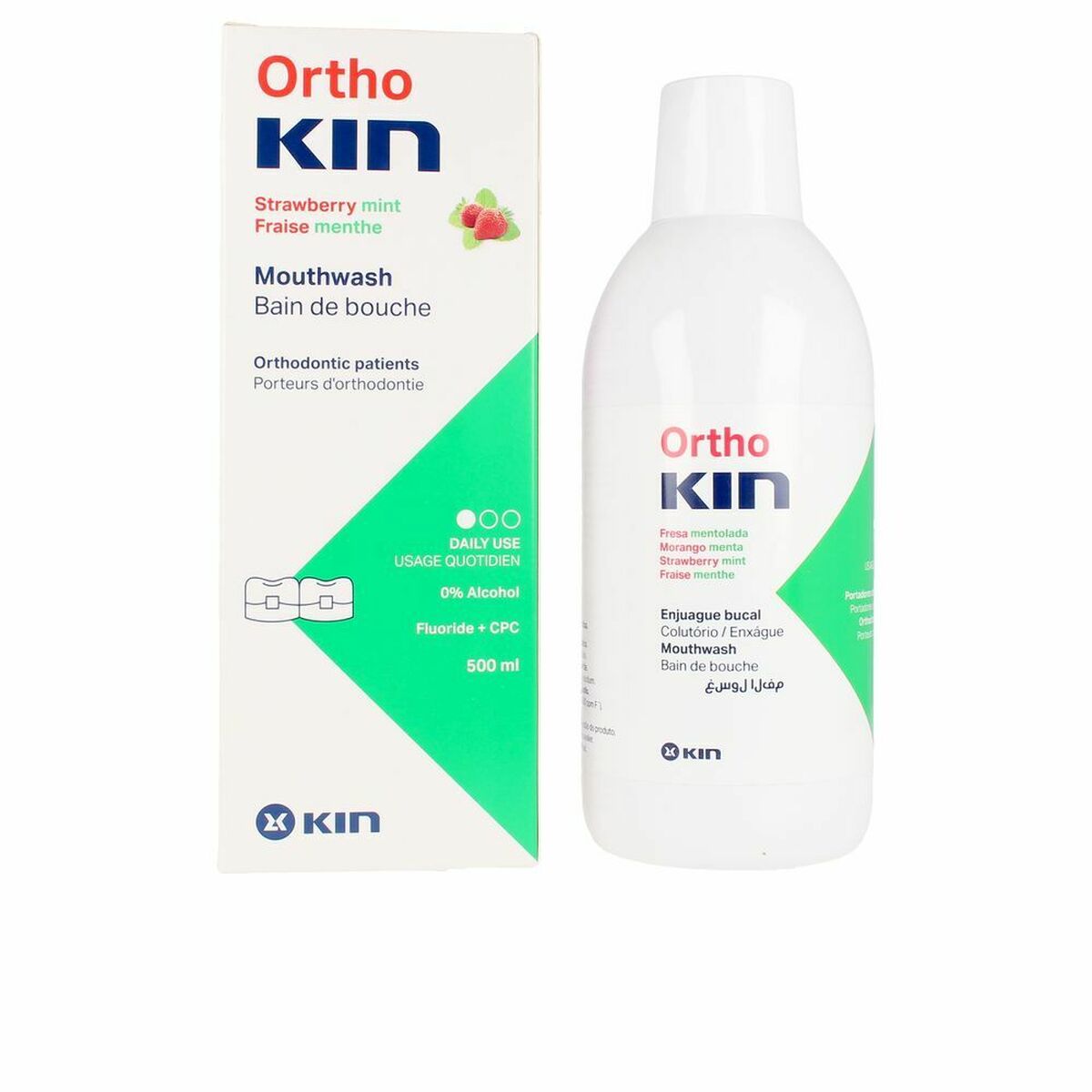 Mouthwash Kin Orthokin 500 ml Strawberry Mint