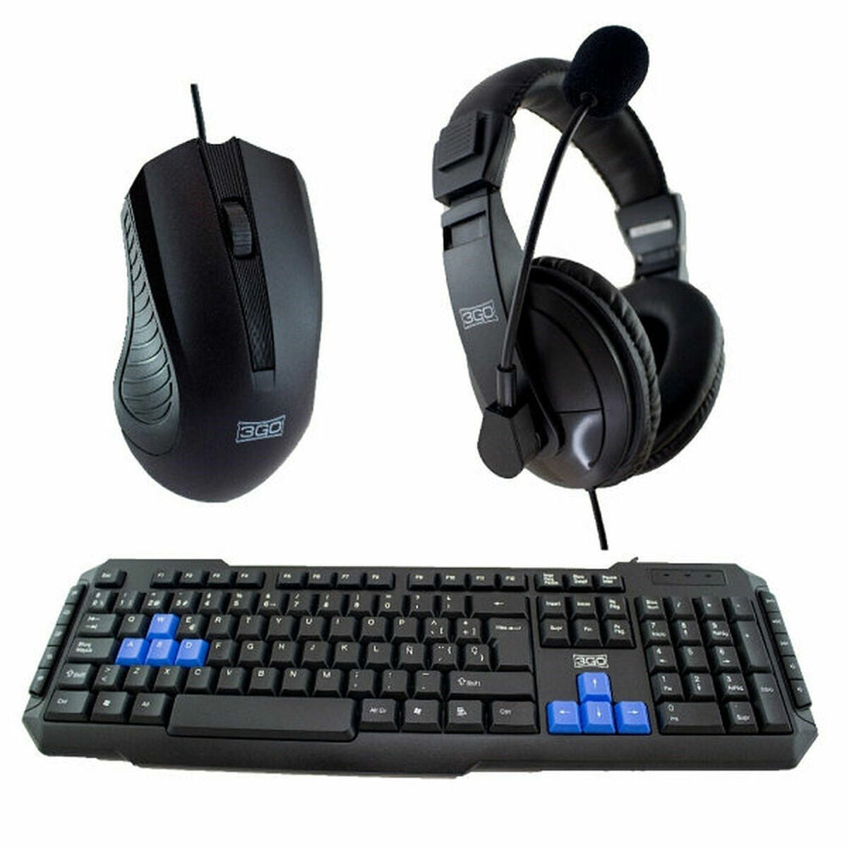 Pack Gaming 3GO COMBODRILEH2 Black Multicolour Spanish Qwerty 3GO