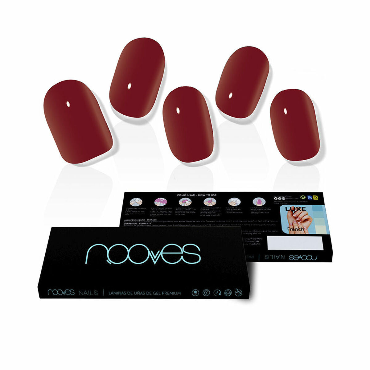 Künstliche Nägel Nooves Midnight rain Gel Selbstklebend Rot