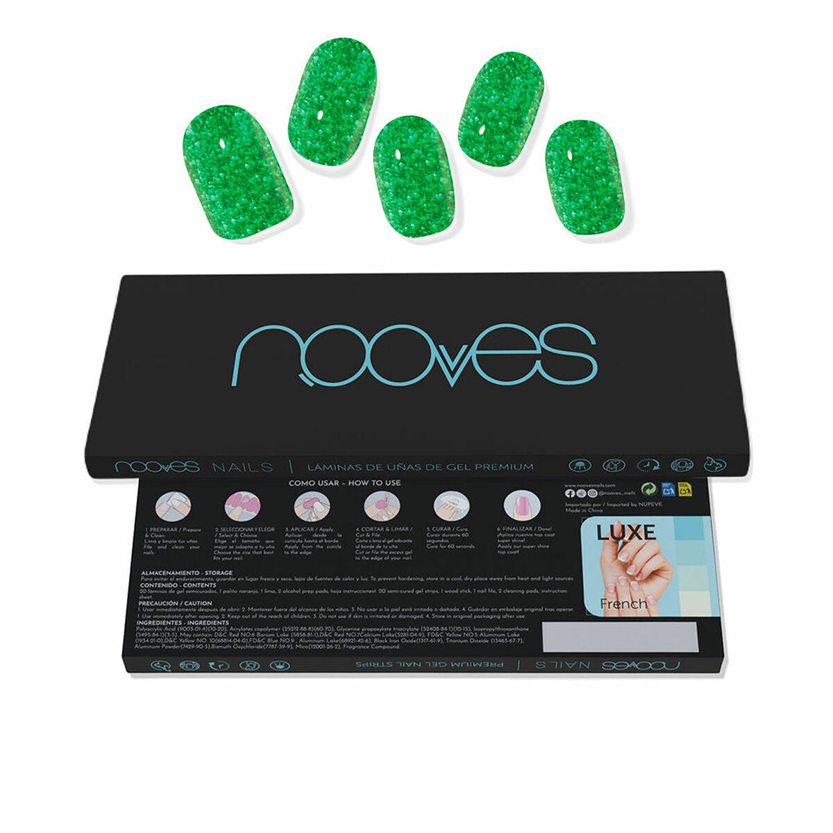 Gel Nail Foils Nooves Glitter green (20 Units) Nooves