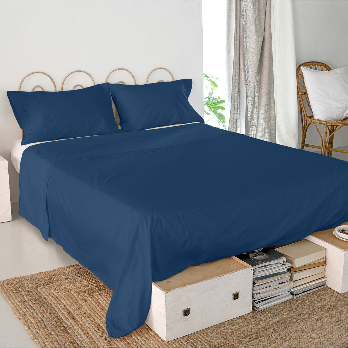 Top sheet HappyFriday Basic Navy Blue 160 x 270 cm HappyFriday