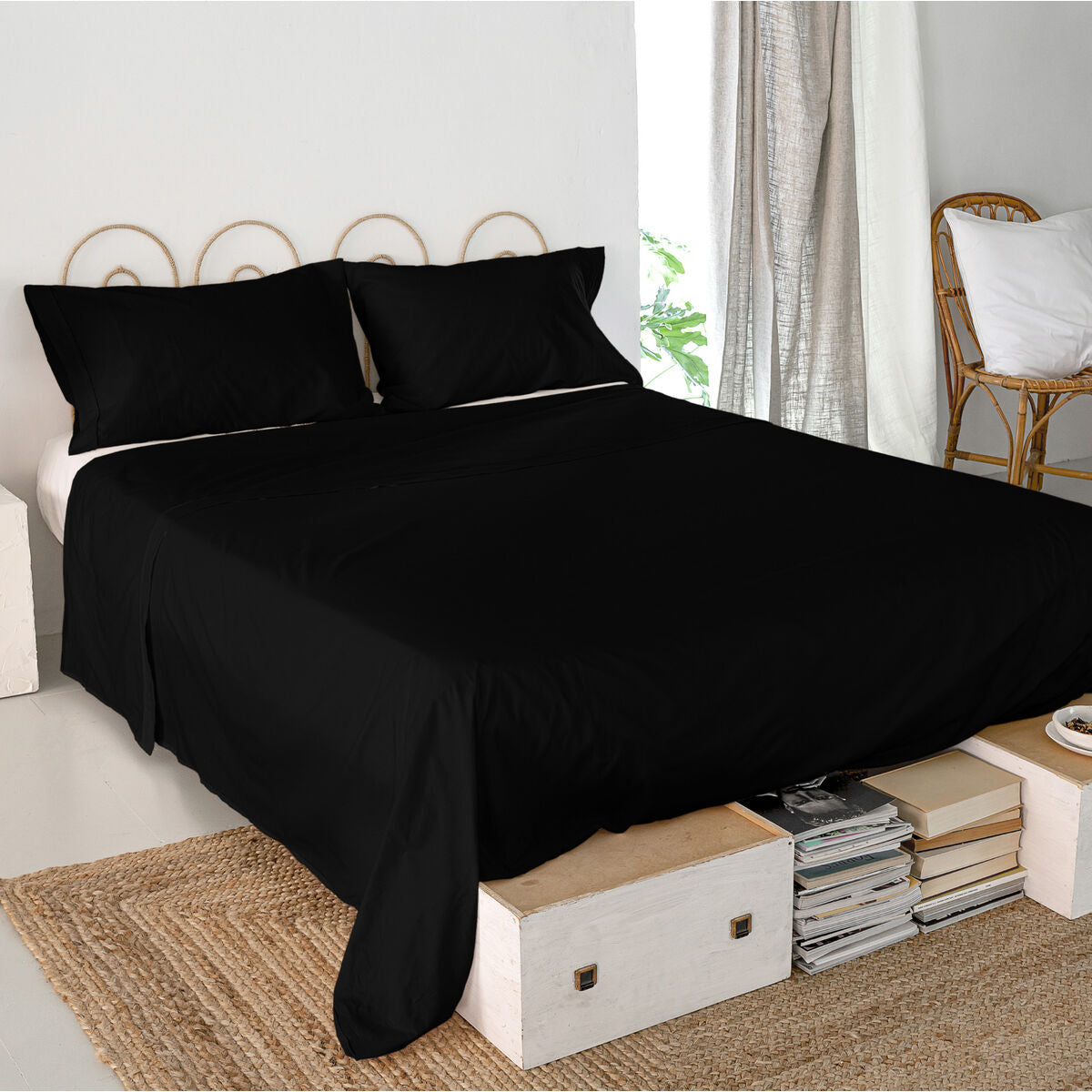 Top sheet HappyFriday Basic Black 180 x 270 cm HappyFriday