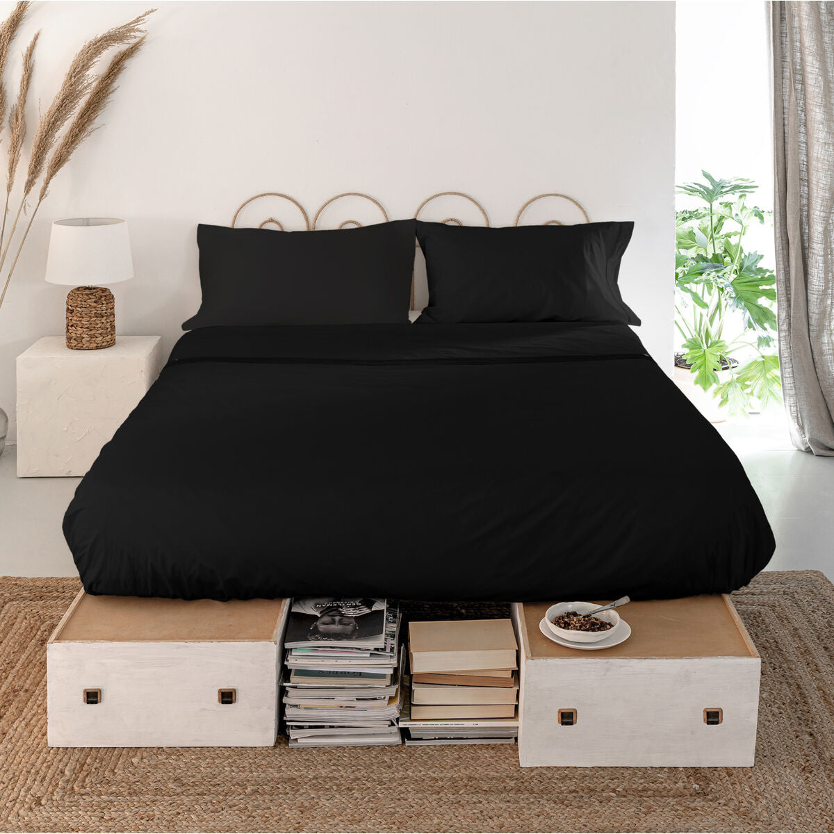 Top sheet HappyFriday Basic Black 180 x 270 cm HappyFriday