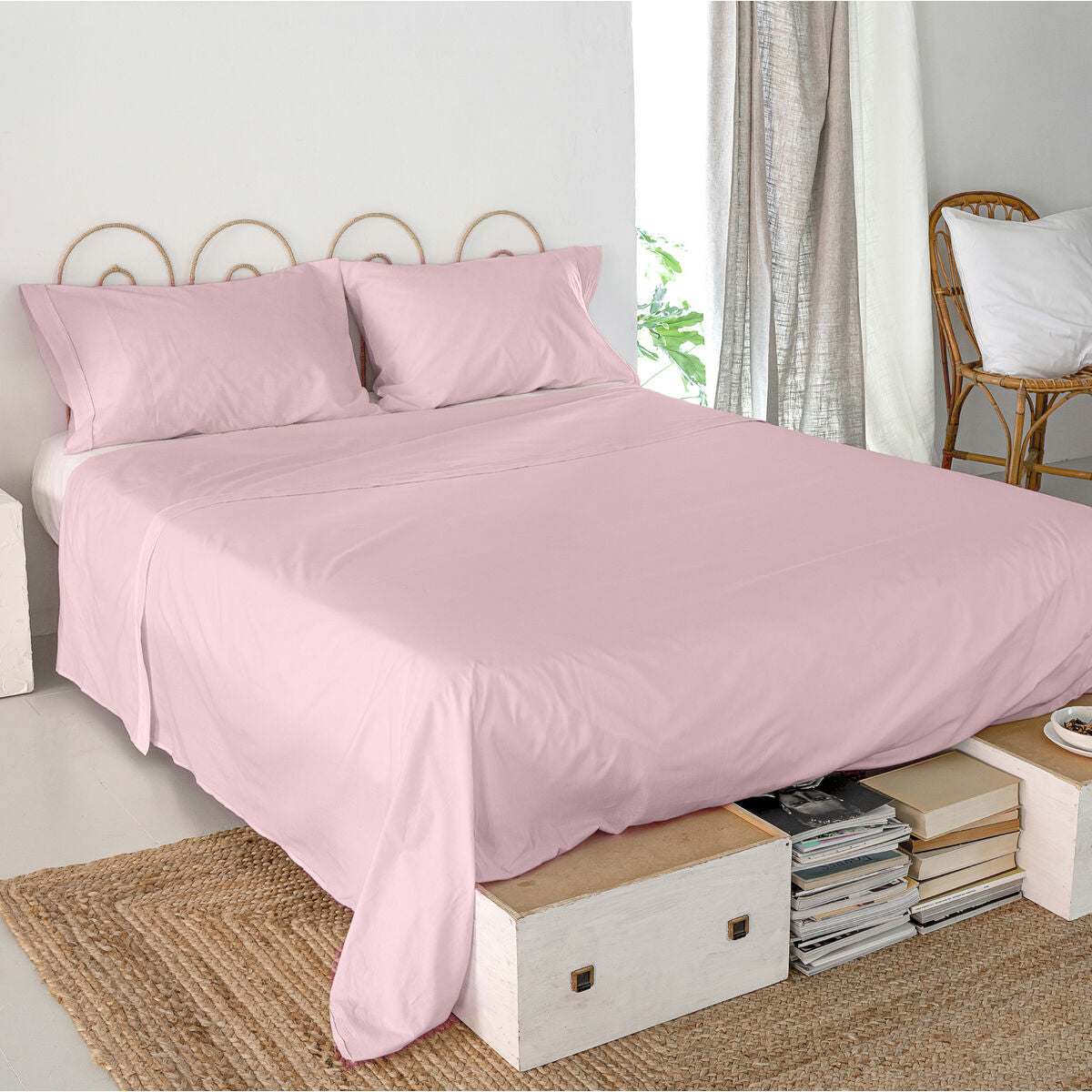 Top sheet HappyFriday Basic Light Pink 180 x 270 cm HappyFriday