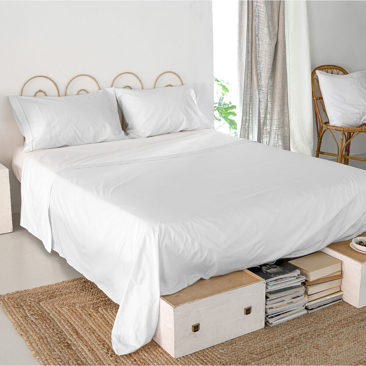 Top sheet HappyFriday Basic White 180 x 270 cm HappyFriday