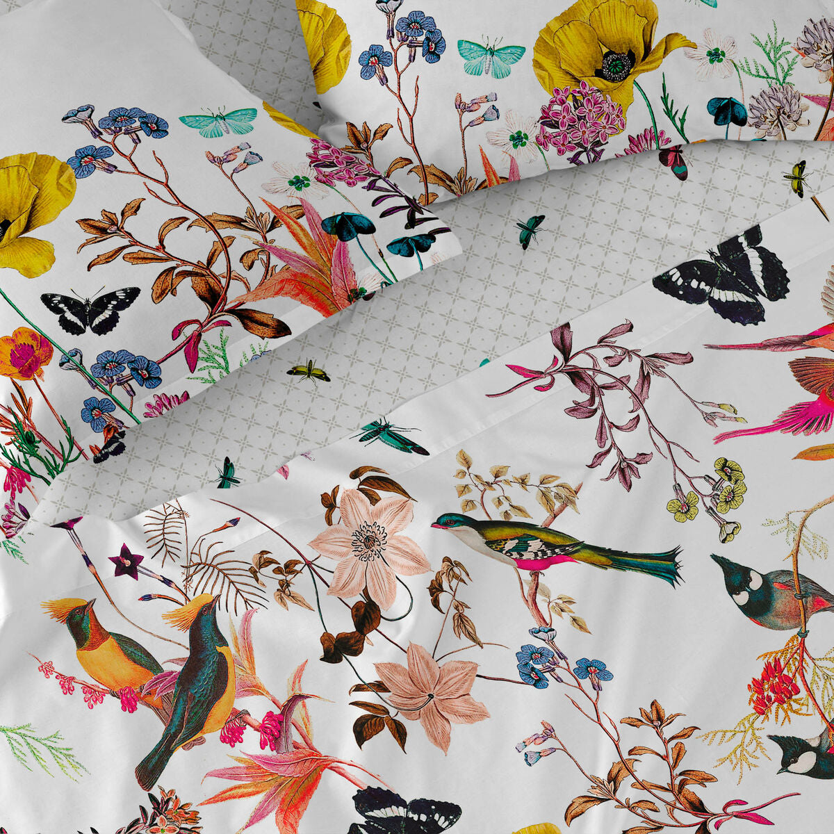 Fitted bottom sheet HappyFriday Birds of paradise Multicolour 160 x 200 x 32 cm HappyFriday