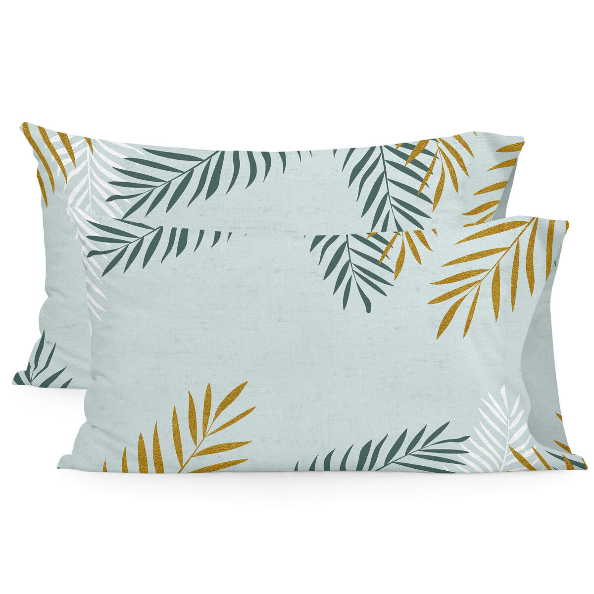 Pillowcase HappyFriday Blanc Foliage Mint Multicolour 50 x 75 cm (2 Units) HappyFriday