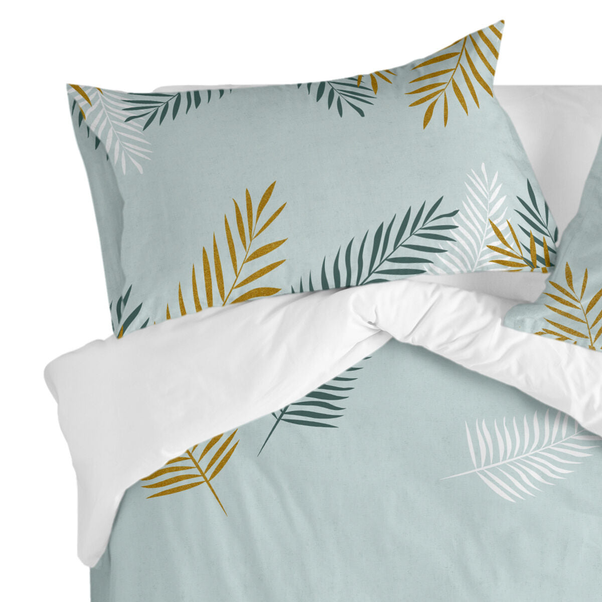 Pillowcase HappyFriday Blanc Foliage Mint Multicolour 50 x 75 cm (2 Units) HappyFriday