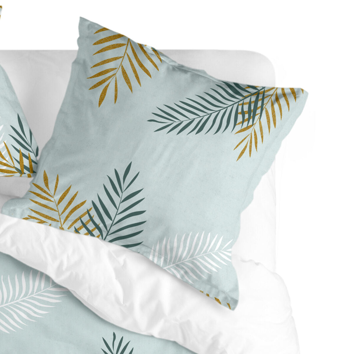 Pillowcase HappyFriday Blanc Foliage Mint Multicolour 80 x 80 cm HappyFriday