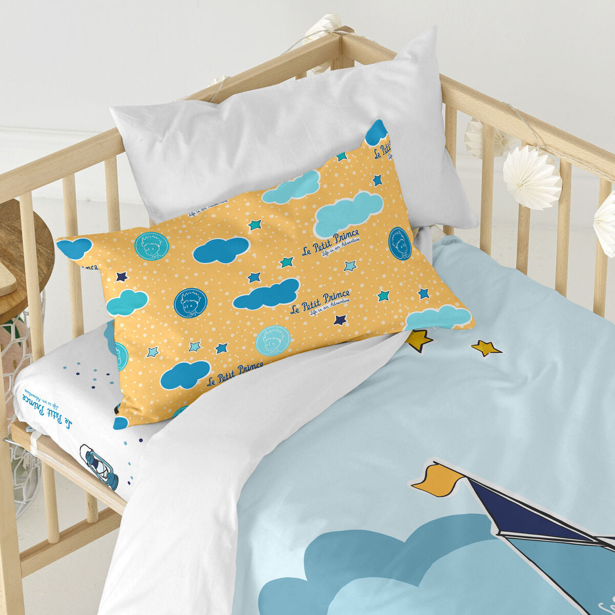 Duvet cover set HappyFriday Le Petit Prince Navigateur Multicolour Baby Crib 2 Pieces HappyFriday