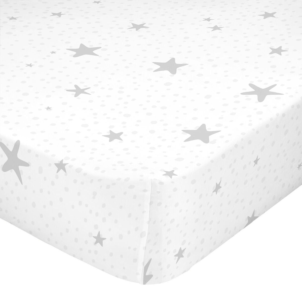 Fitted sheet HappyFriday BASIC KIDS White Grey 70 x 140 x 14 cm Stars HappyFriday