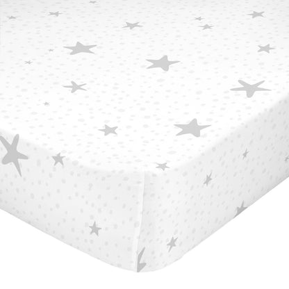 Fitted sheet HappyFriday BASIC KIDS White Grey 70 x 140 x 14 cm Stars HappyFriday