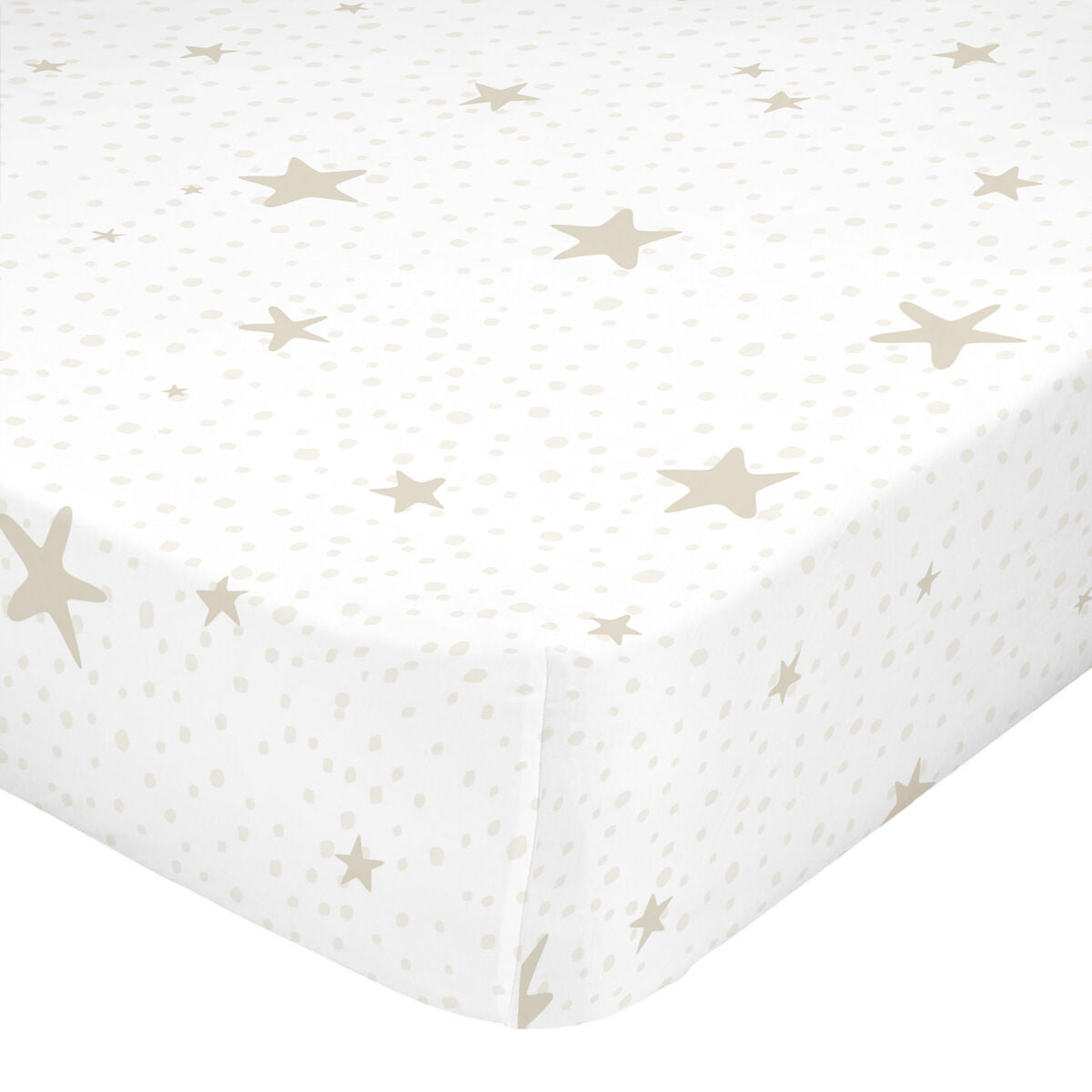 Fitted sheet HappyFriday BASIC KIDS White Beige 70 x 140 x 14 cm Stars HappyFriday