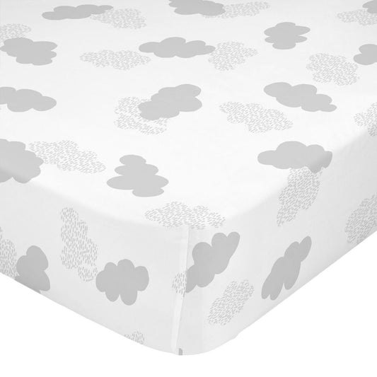 Fitted sheet HappyFriday Basic Clouds Grey 60 x 120 x 14 cm