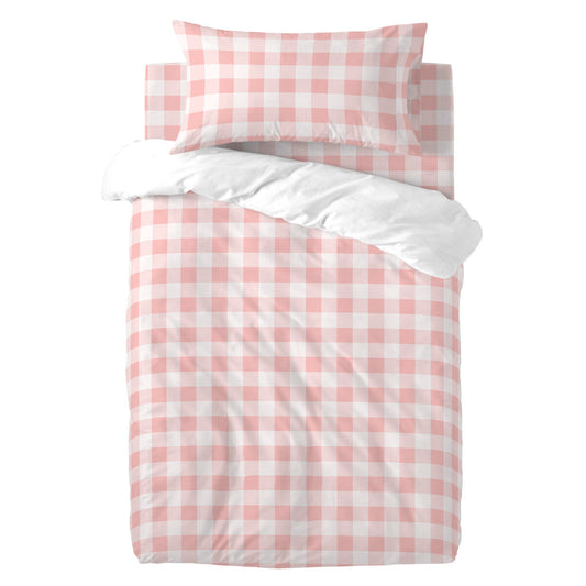 Duvet cover set HappyFriday Basic Kids Pink Baby Crib Gingham 2 Pieces