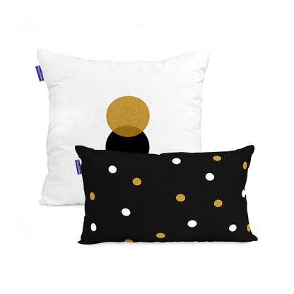 Cushion cover HappyFriday Blanc Golden dots Multicolour 2 Pieces HappyFriday