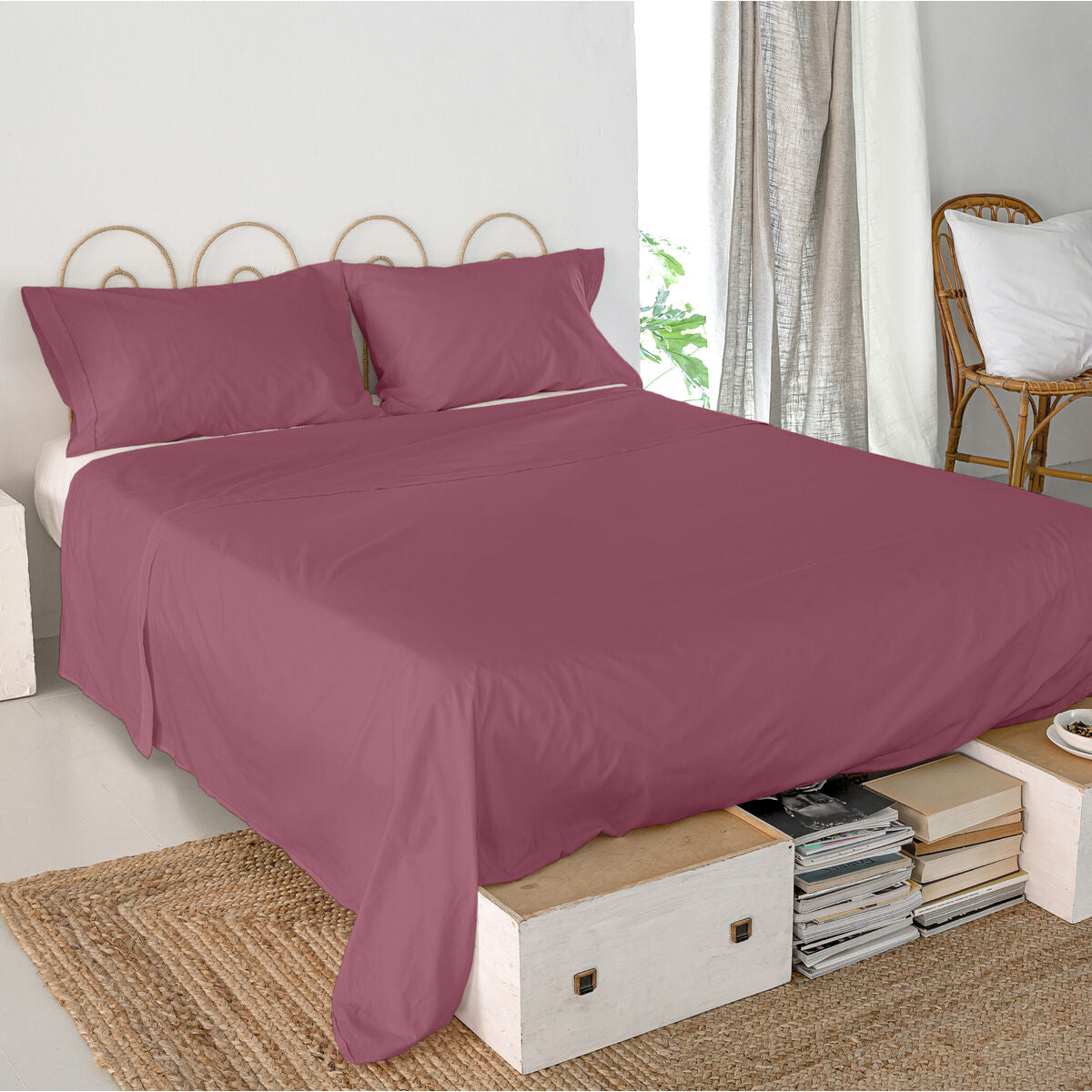 Top sheet HappyFriday Basic Magenta 180 x 270 cm HappyFriday