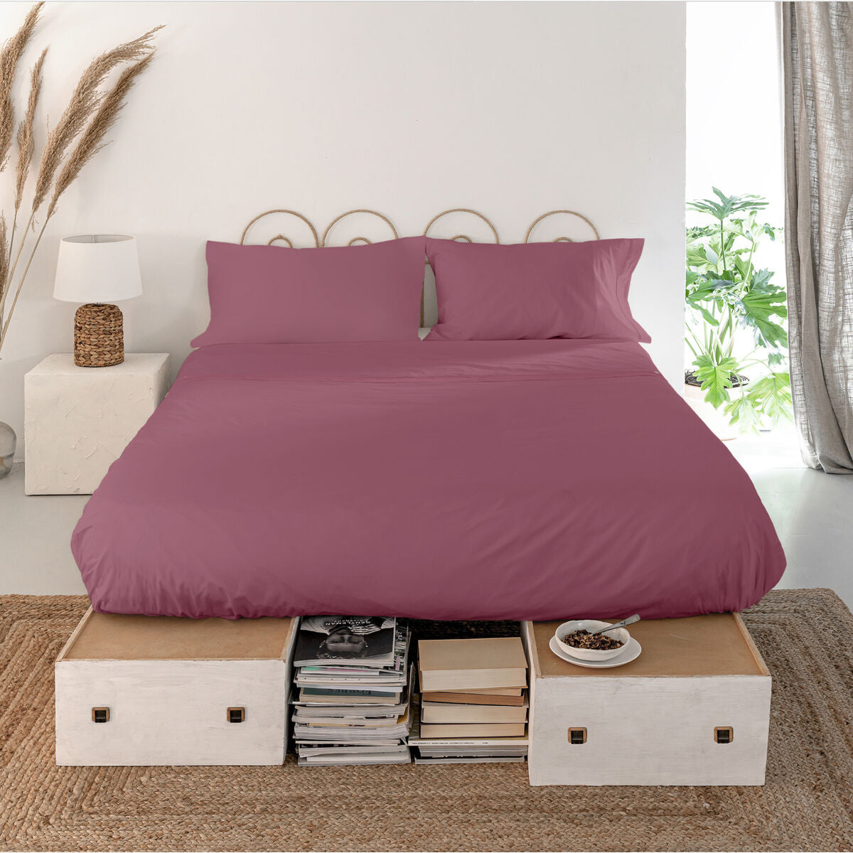 Top sheet HappyFriday Basic Magenta 260 x 270 cm HappyFriday