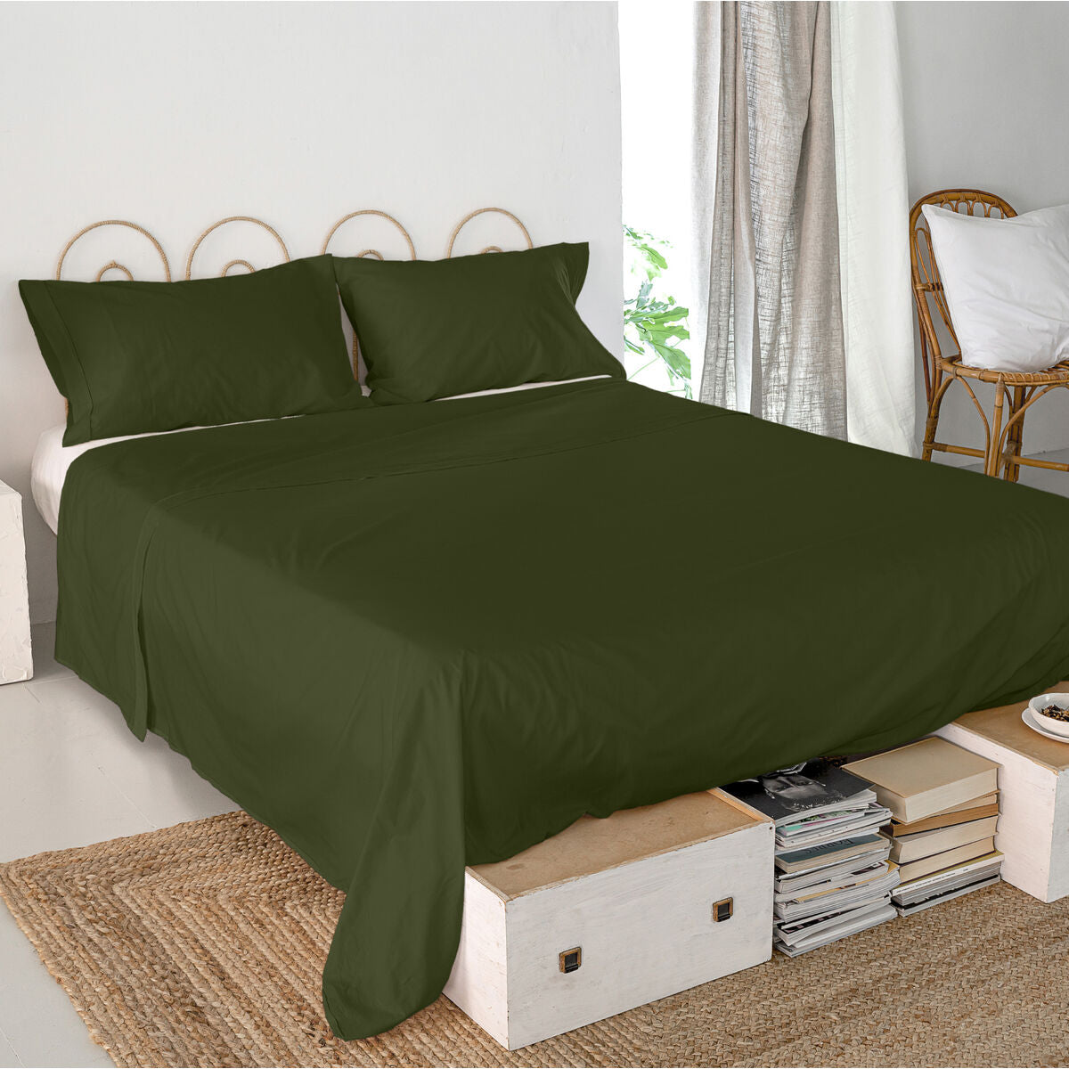 Top sheet HappyFriday Basic Green 240 x 270 cm HappyFriday