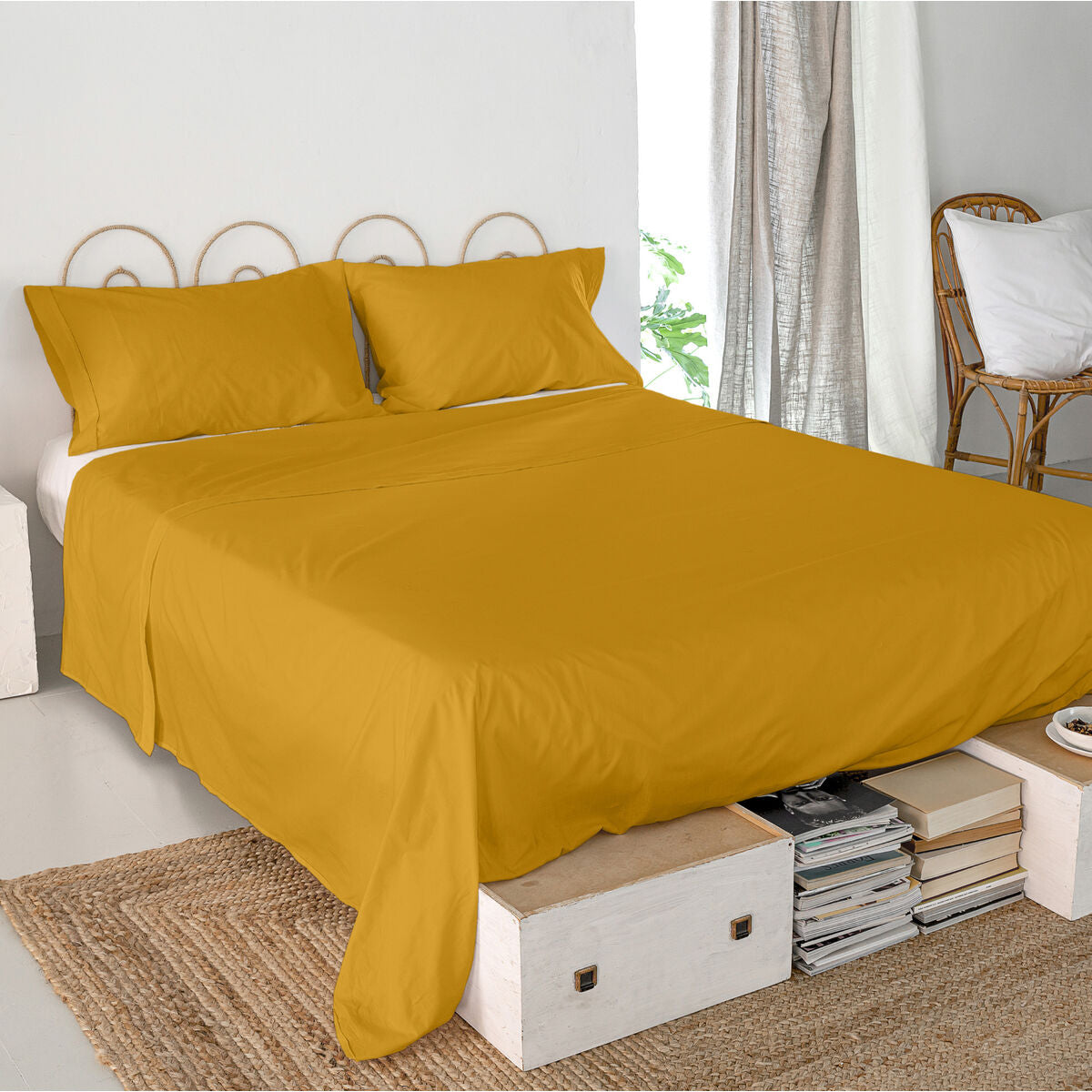 Top sheet HappyFriday Basic Mustard 160 x 270 cm HappyFriday