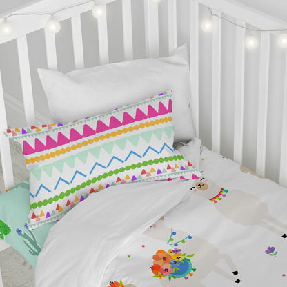 Duvet cover set HappyFriday Moshi Moshi Cute Llamas Multicolour Baby Crib 2 Pieces HappyFriday