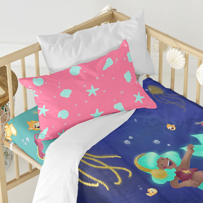 Duvet cover set HappyFriday Mr Fox Happy mermaid Multicolour Baby Crib 2 Pieces HappyFriday