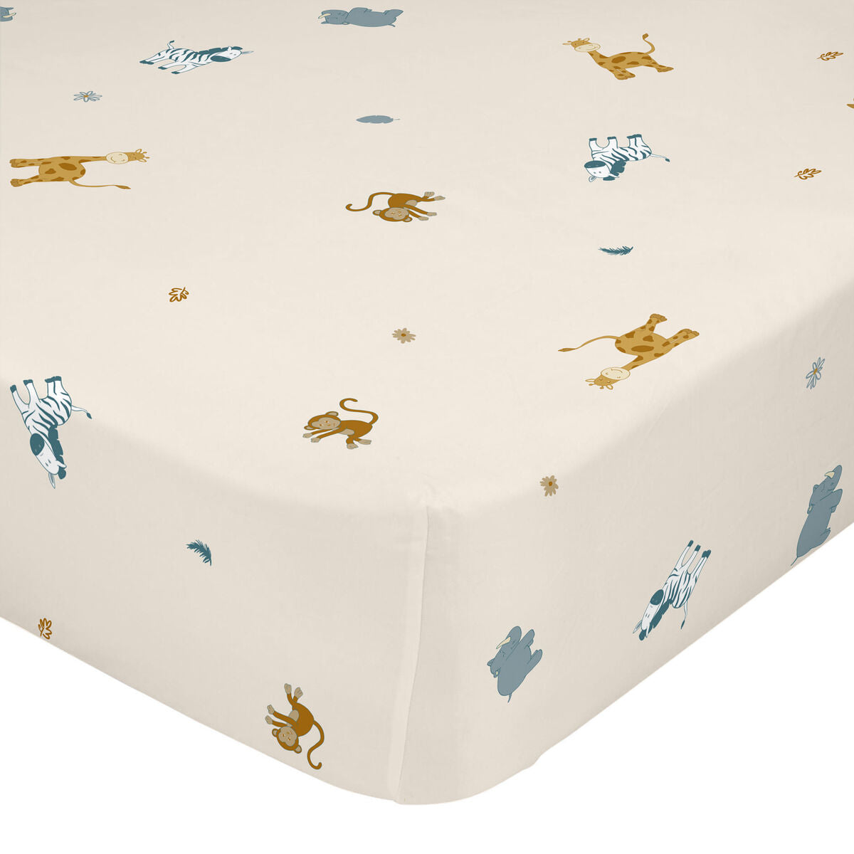 Fitted sheet HappyFriday Beige Multicolour 90 x 200 x 32 cm animals HappyFriday