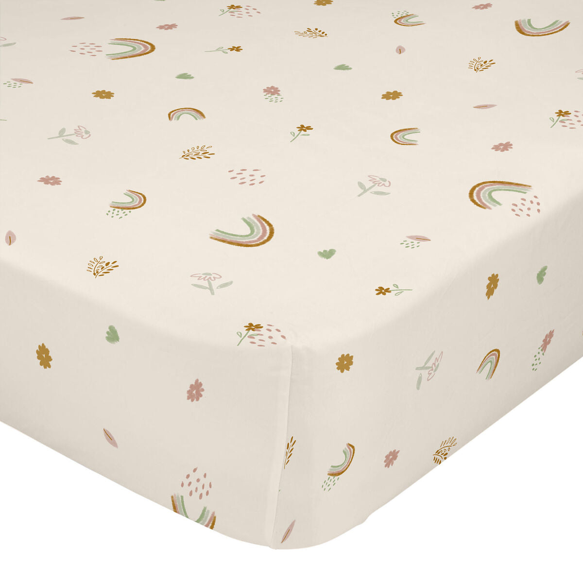 Fitted sheet HappyFriday Iris Beige Multicolour 70 x 140 x 14 cm HappyFriday