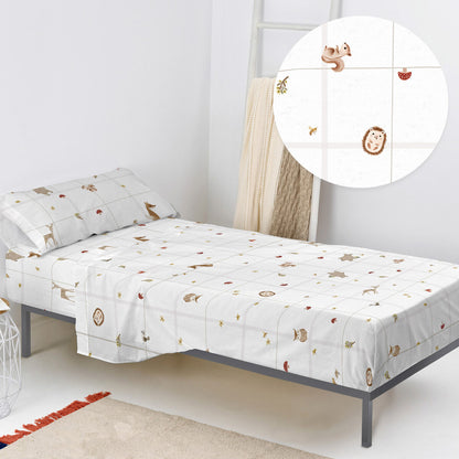 Bedding set HappyFriday HF Mini Woods Animals Multicolour Single 2 Pieces HappyFriday