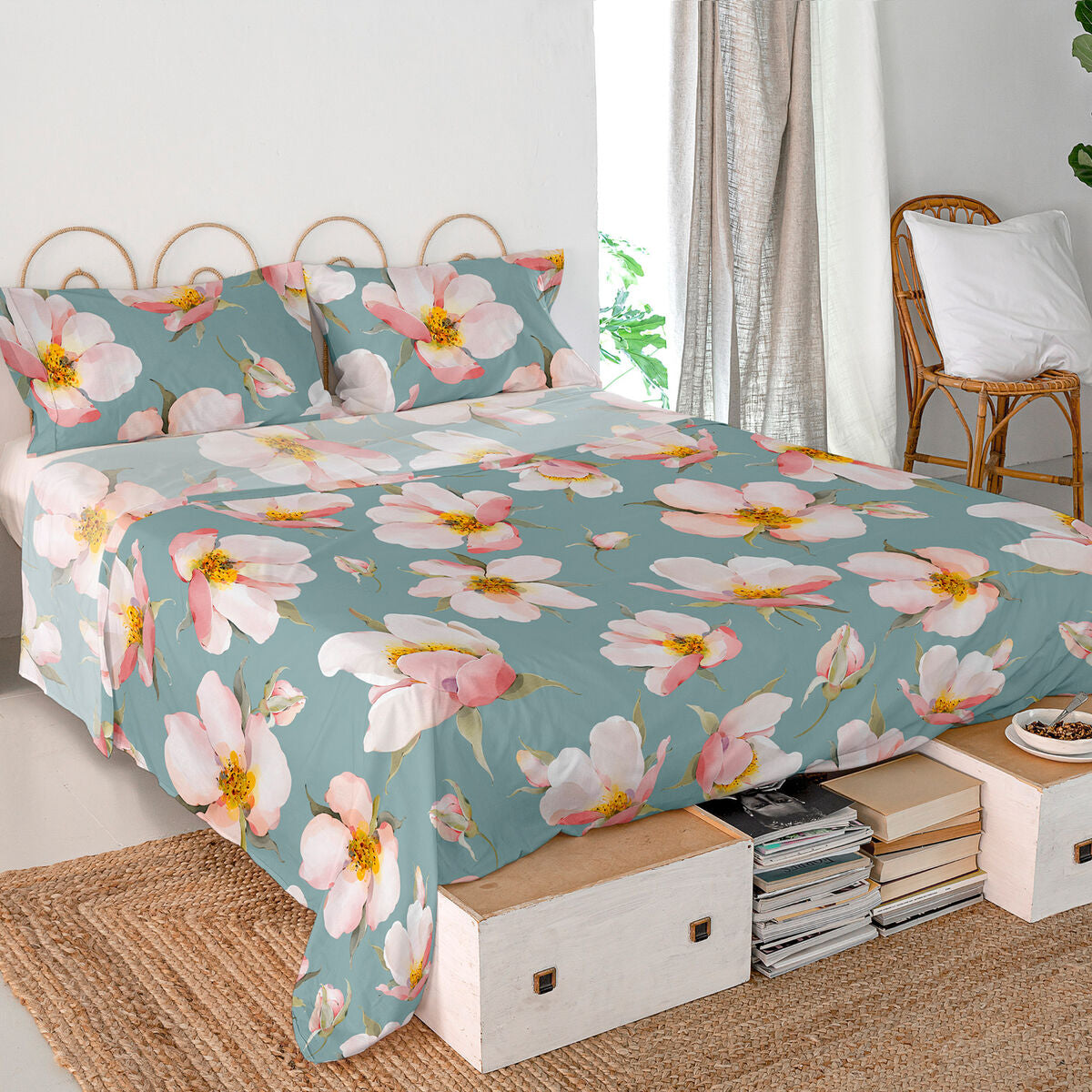 Top sheet HappyFriday Spring blossom Multicolour 160 x 270 cm HappyFriday