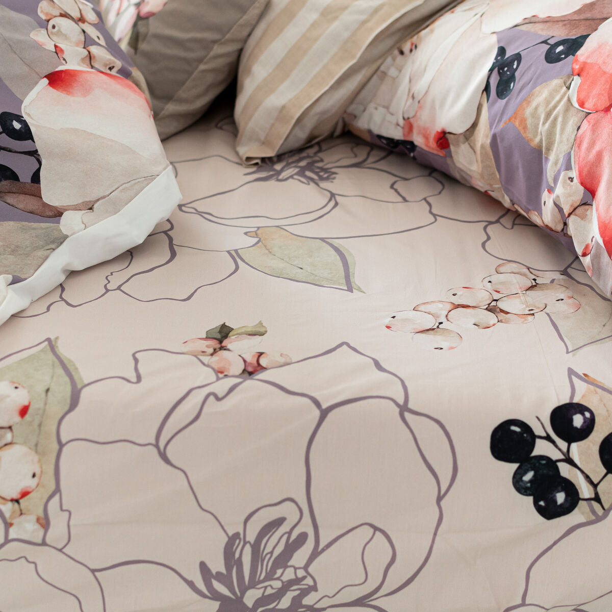 Fitted bottom sheet HappyFriday White Peonies Multicolour 200 x 200 x 32 cm HappyFriday