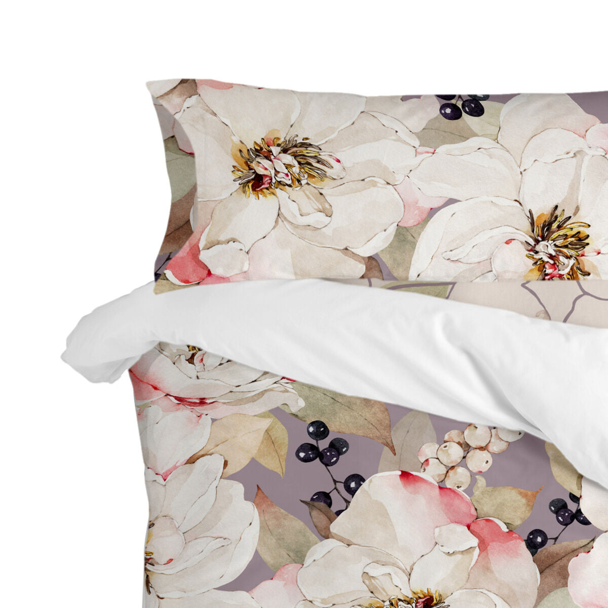 Pillowcase HappyFriday White Peonies Multicolour 45 x 125 cm HappyFriday