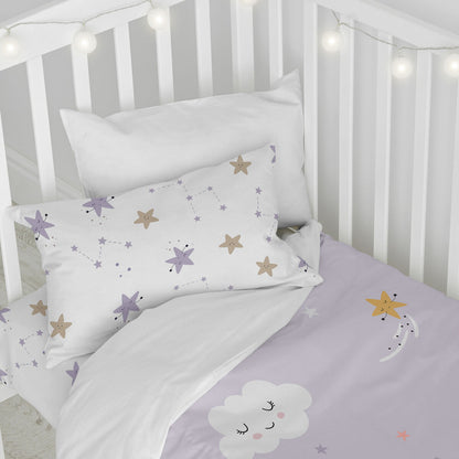 Duvet cover set HappyFriday Moshi Moshi Moons Multicolour Baby Crib 2 Pieces HappyFriday