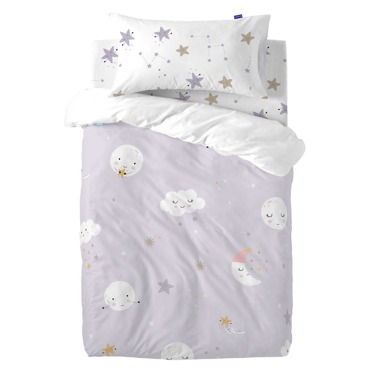 Duvet cover set HappyFriday Moshi Moshi Moons Multicolour Baby Crib 2 Pieces HappyFriday