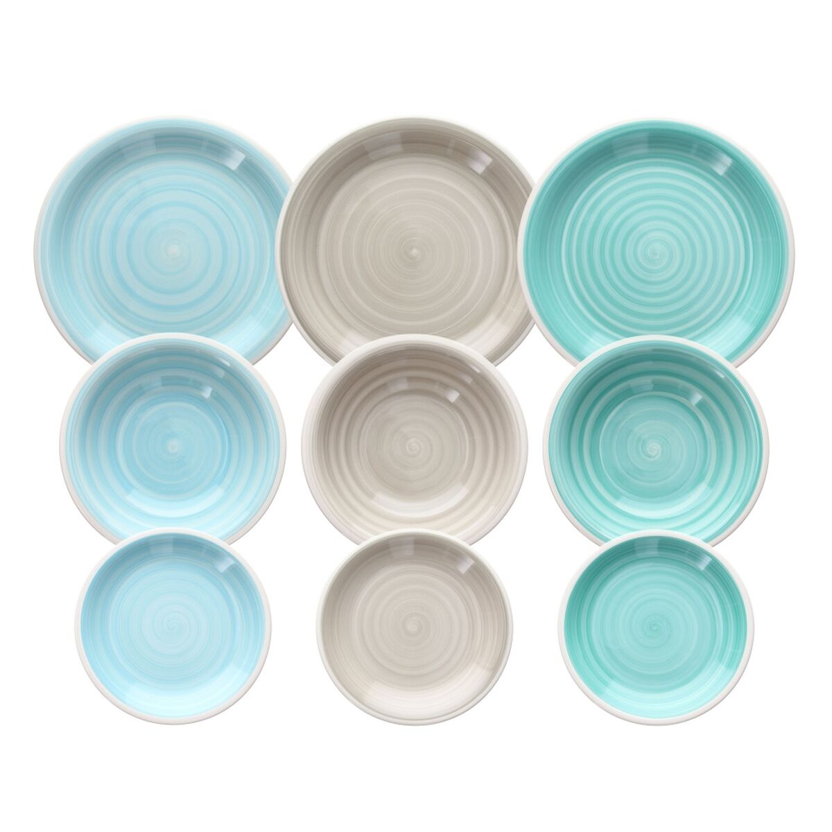 Tableware Blue Green Stoneware 1 cm 37 x 23 x 30 cm 18 Pieces BigBuy Home