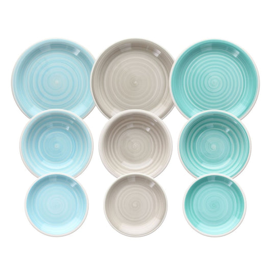 Tableware Blue Green Stoneware 1 cm 37 x 23 x 30 cm 18 Pieces BigBuy Home