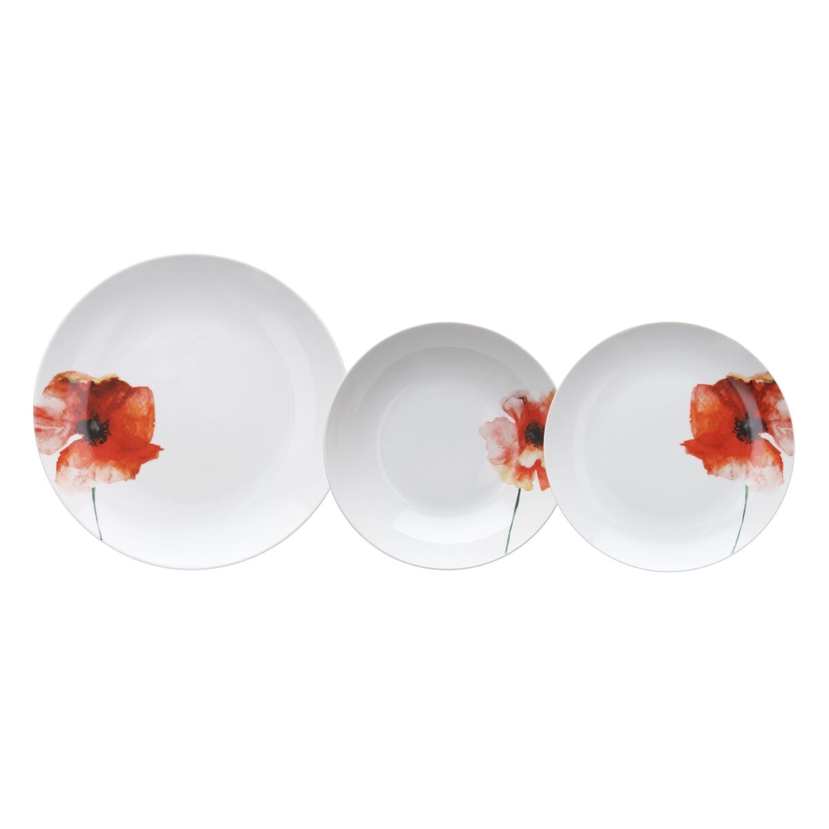 Tableware White Multicolour Porcelain Poppy 1 cm 37 x 23 x 30 cm 18 Pieces BigBuy Home