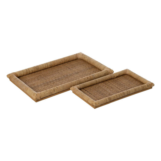 Snack tray Natural Rattan 47,5 x 30 x 4 cm (2 Units) BigBuy Home