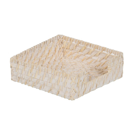 Napkin holder White Bamboo Rattan 18 x 18 x 6 cm BigBuy Home