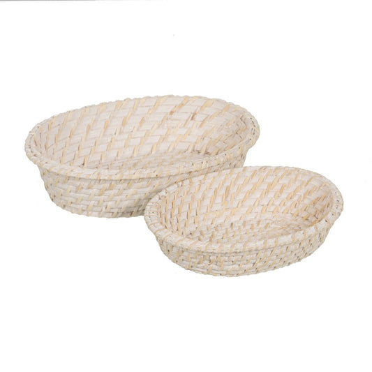 Tray White Bamboo Rattan 29 x 22 x 7 cm (2 Units) BigBuy Home