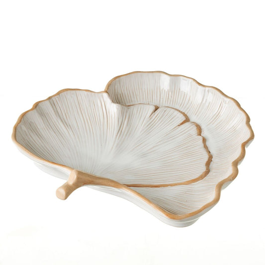 Bowl GINKGO White Natural Porcelain 25,2 x 26 x 5,5 cm BigBuy Home