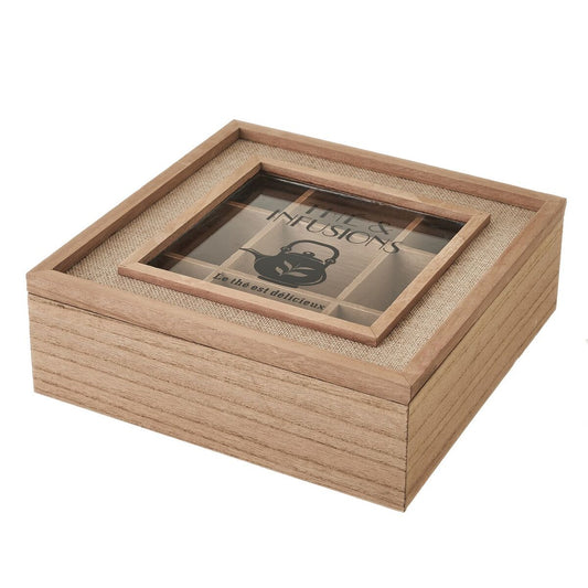 Box for Infusions Natural Crystal Pinewood MDF Wood 24 x 24 x 8 cm