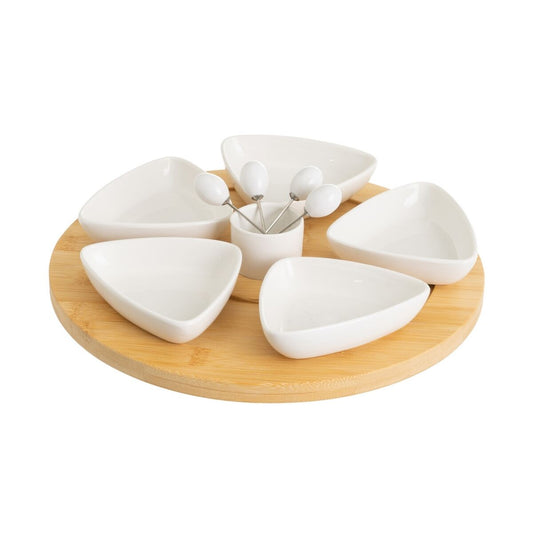 Snack tray White Natural 30 x 30 x 5 cm (6 Units) BigBuy Home