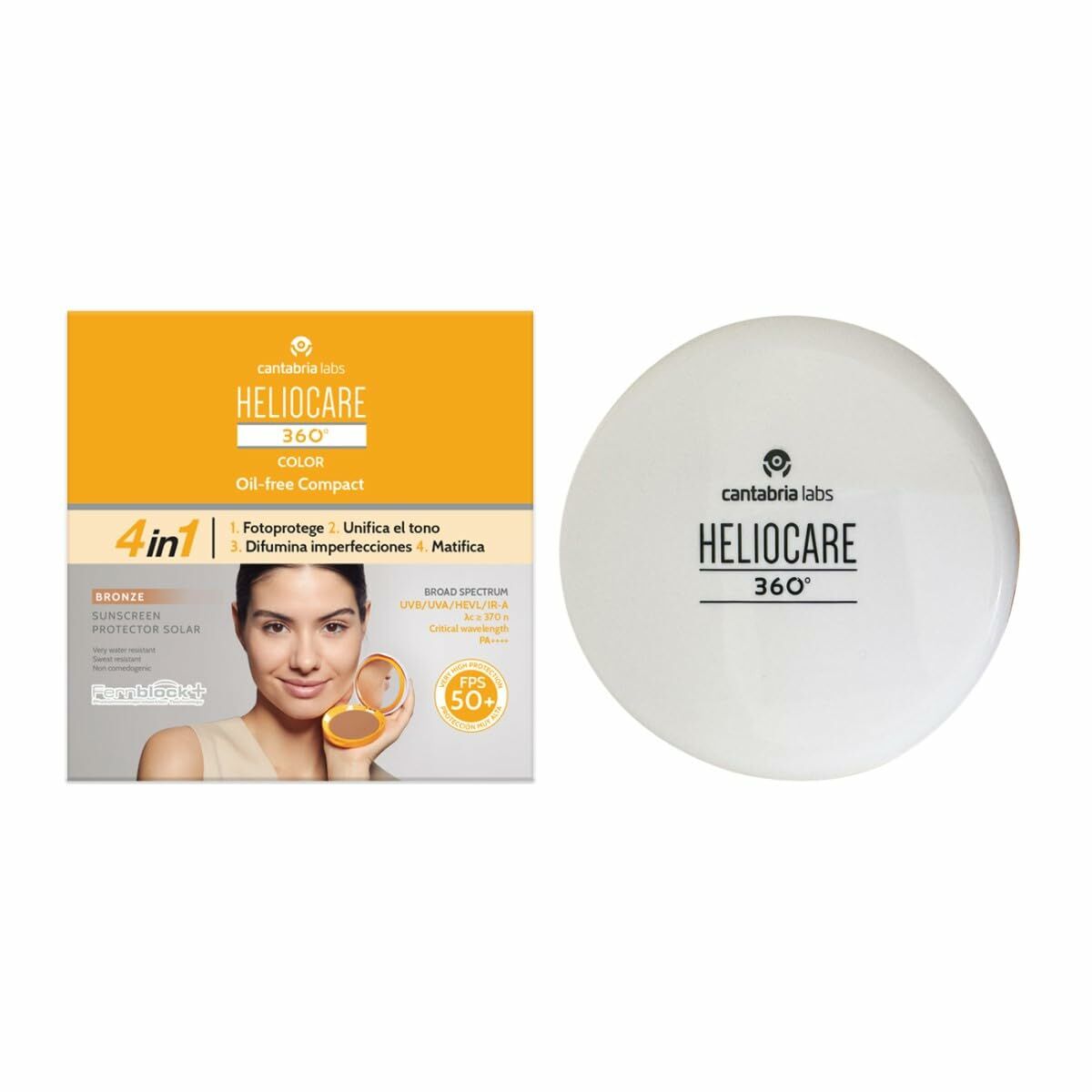 Sun Protection with Colour Heliocare 360 Compact Oil-Free Bronze SPF 50+ 10 g Heliocare