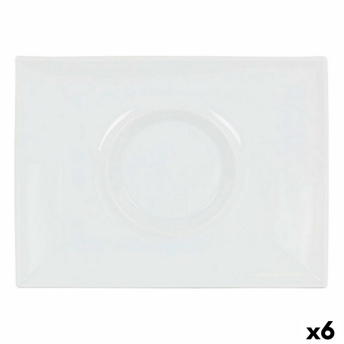 Flat Plate Inde Gourmet Porcelain White 29,5 x 22 x 3 cm (6 Units) Inde