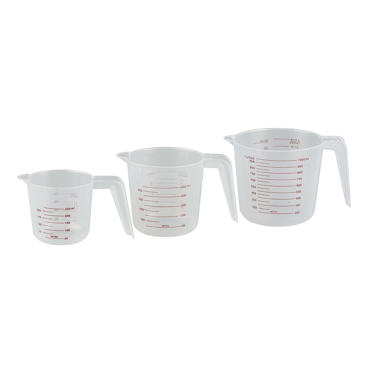 Measuring Jug 250 ml 500 ml 1 L polypropylene (3 Pieces) BigBuy Cooking