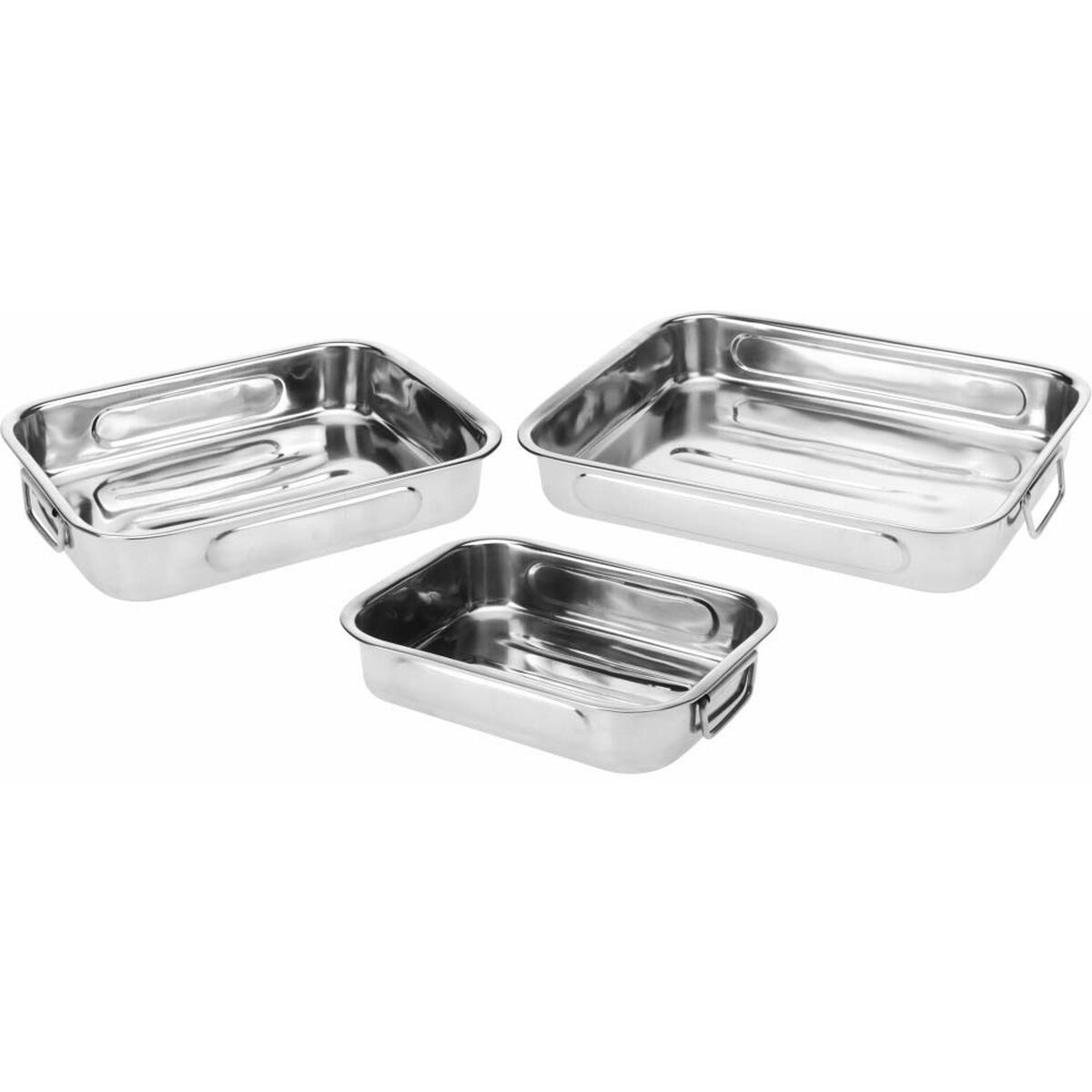 Set of Food Trays Excellent Houseware a12402130 Stainless steel 27 x 20 x 6 cm 31 x 23 x 6 cm 36 x 27 x 6 cm (3 Units) Excellent Houseware