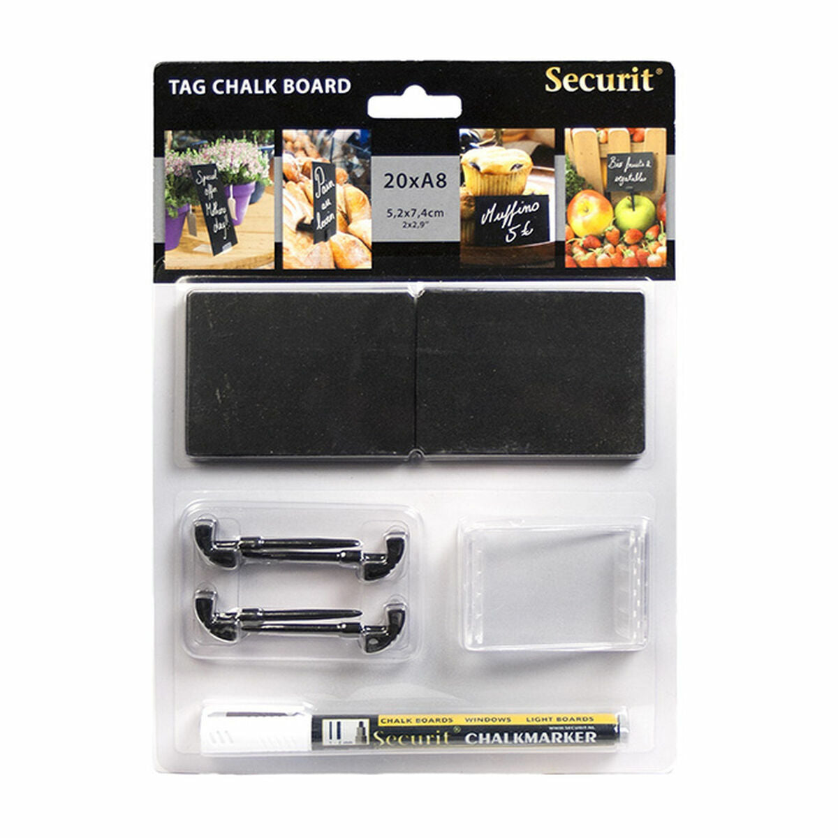 Board Securit With support Set 5,2 x 7,4 cm 20 Units Black Securit