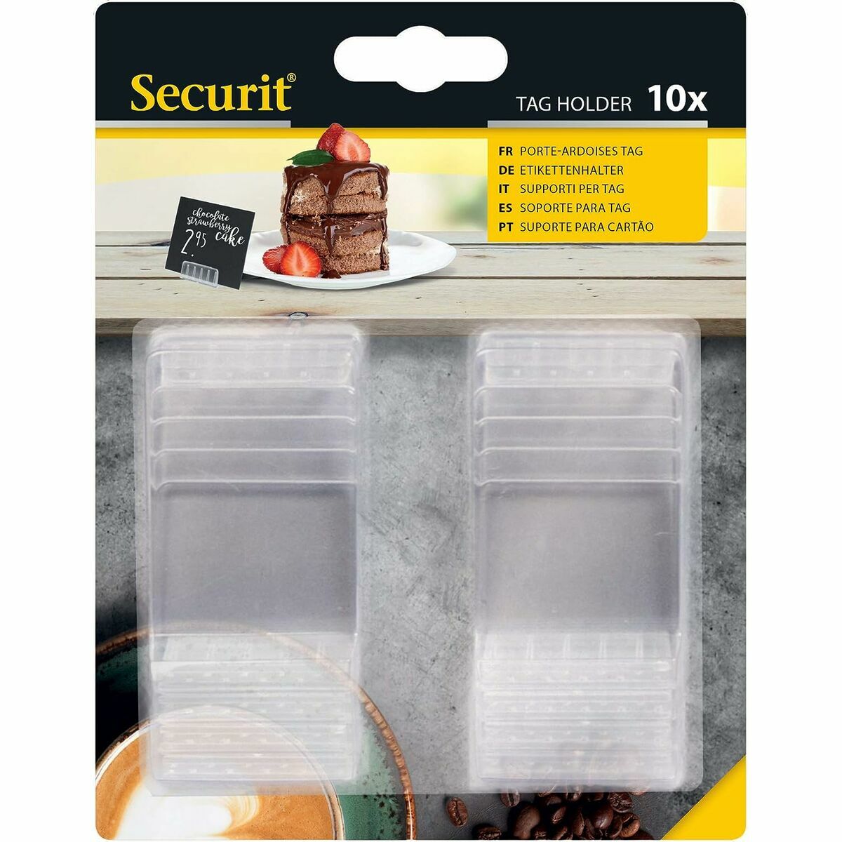 Holder Securit Sign Transparent Set 1 x 4 cm 10 Units Securit