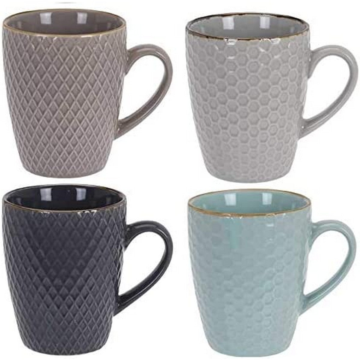 Cup Excellent Houseware Stoneware 300 ml Geometric 4 Pieces Excellent Houseware